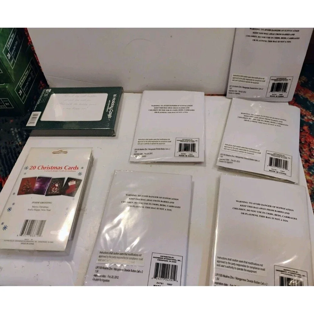 Vtg Christmas Greeting Cards Lot Mixed Unused Sealed Packs Santa Poinsettia Tree